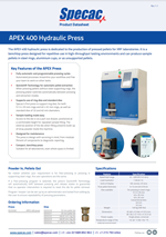 Apex 400 prensa hidráulica secac especificaciones